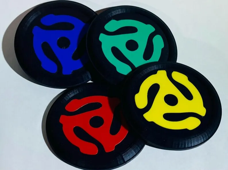 Sottobicchieri Adattatori per Dischi in Vinile Retro 45RPM