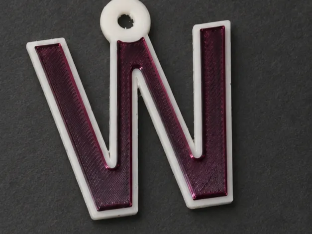 Sculpted Letter W Bag Tag / Keychain - Multicolour