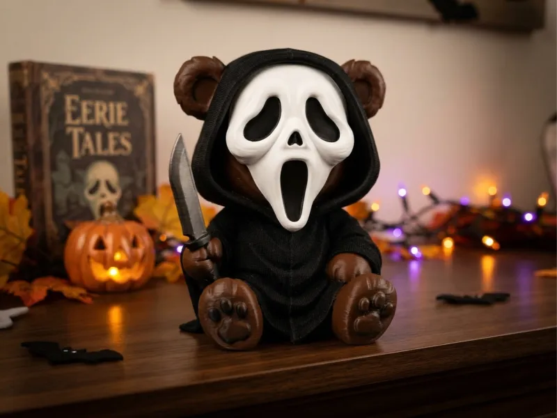 Ghostface Teddy Bear LED Tealight Halloween Decor