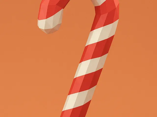 Low Poly Candy Cane 3D Model