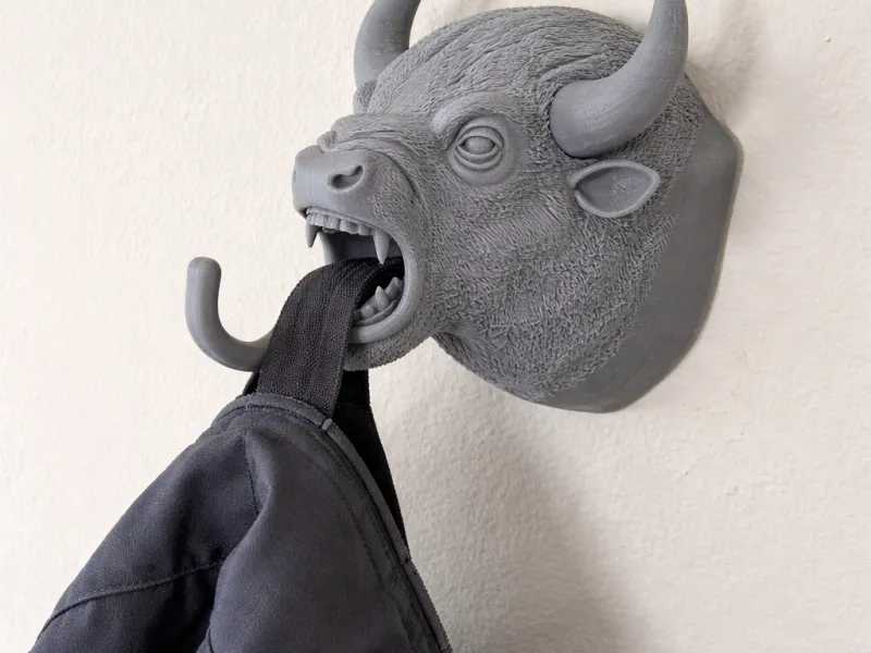 Buffalo Head Wall Hanger Coat and Key Holder Hook