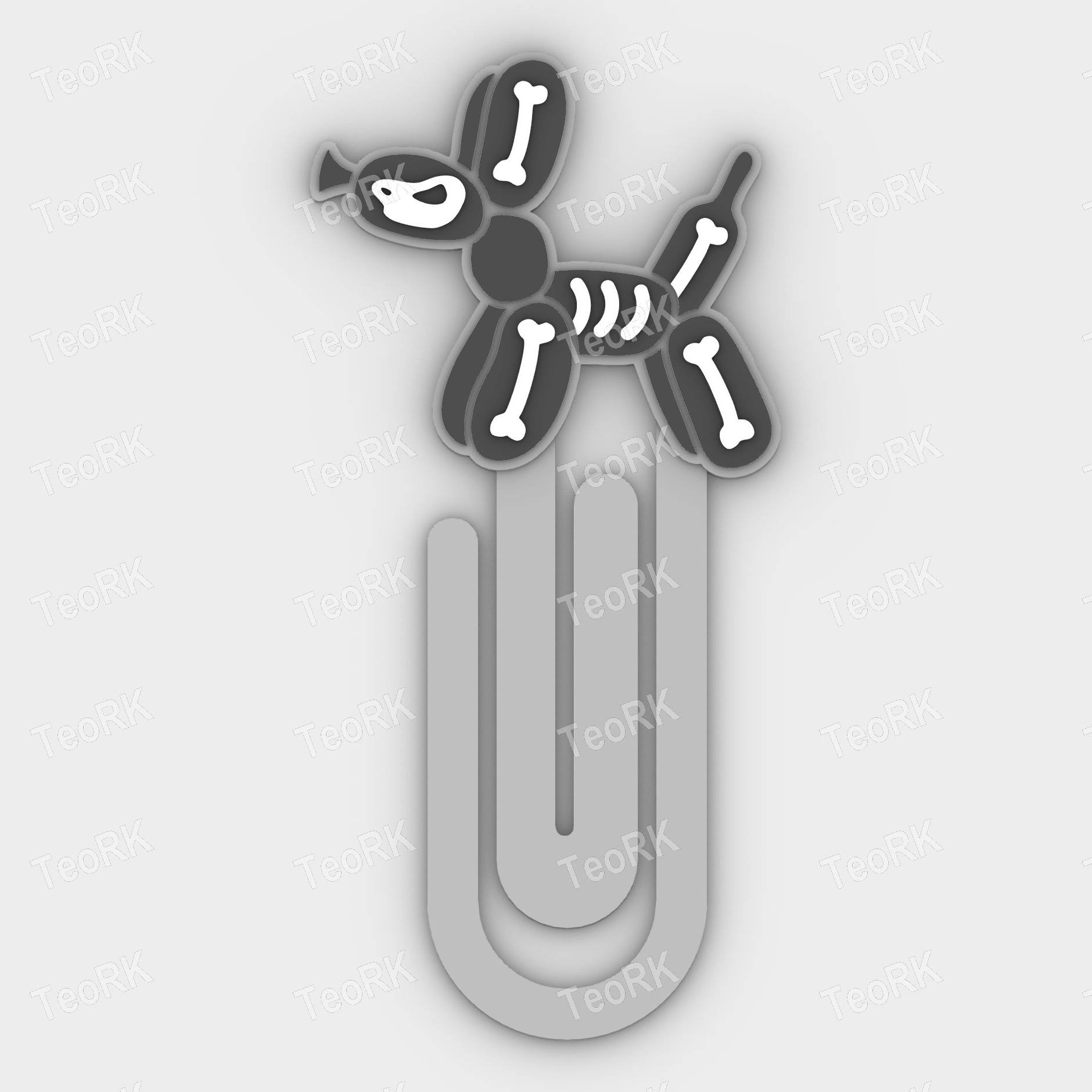 Paperclip Halloween skeleton balloon dog - bookmark