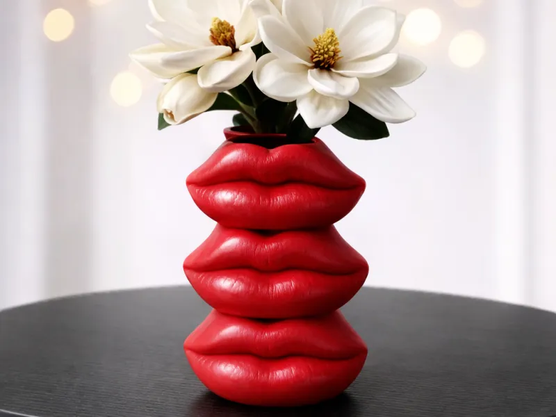 3D Lips Vase | Modern Face Embossed Lip Planter