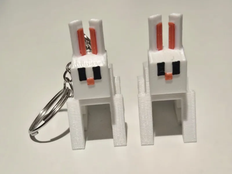 Miniature Pixel Rabbit Figurine & Keychain - Easter Edition