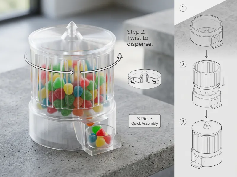 🍬 GumDrop Twist-to-Dispense Gumball & Candy Machine