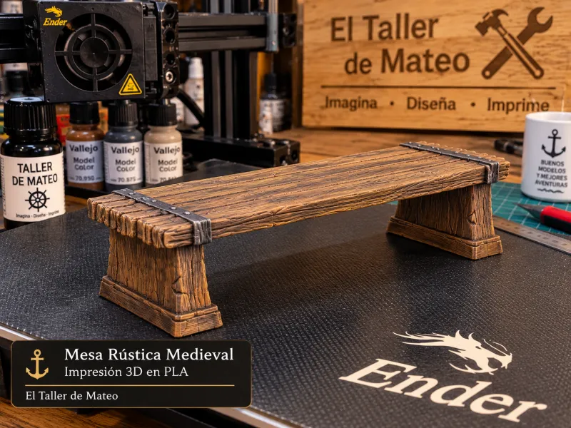Mesa Rústica Medieval – Escena de Cocina