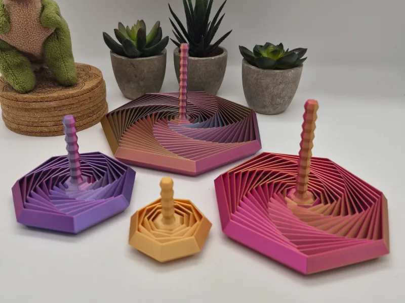 Fractale Heptagon Fidgetspeelgoed met Handvat - 4 Maten