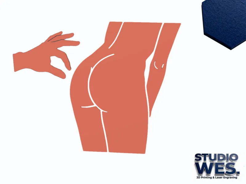 Butt Pinch - Silhouette - Wall Art