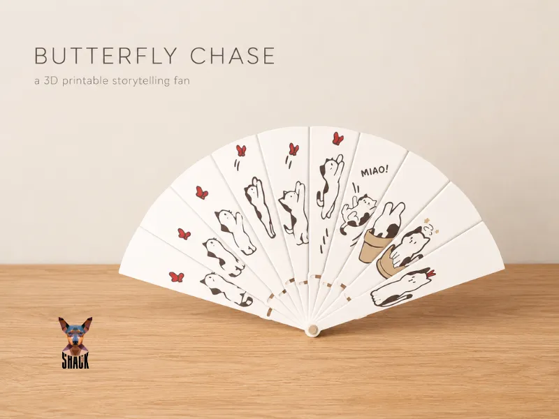 Butterfly Chase – 3D‑Printed Storytelling Fan