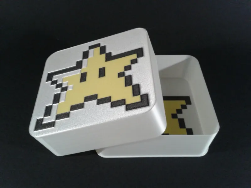 Mario Star 01, multicolor pixel art nestable box (R)