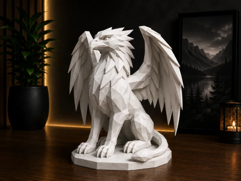 Majestuoso Grifo Low Poly – El Guardián Legendario