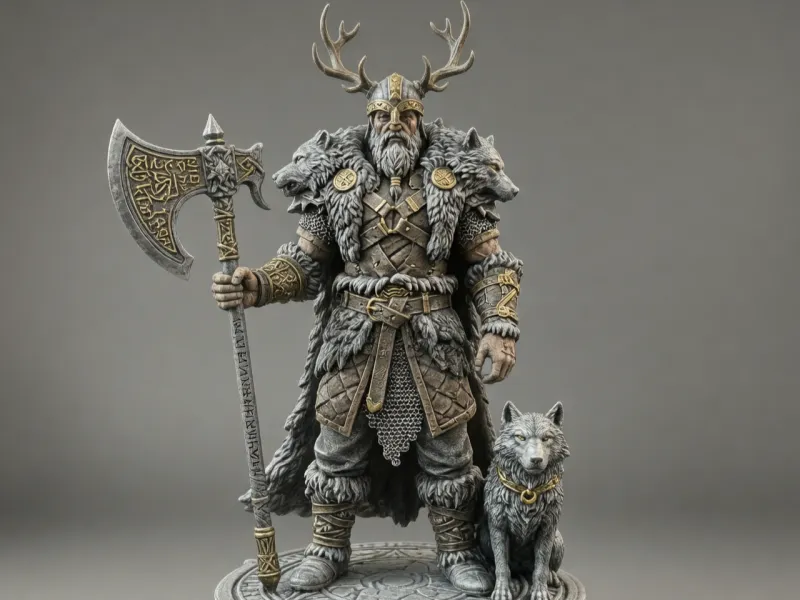 Northern Warlord and His Wolf — MyRules 3D Model