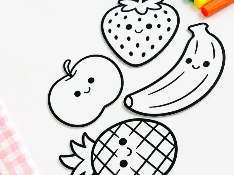 Plaquinhas de colorir - Frutas