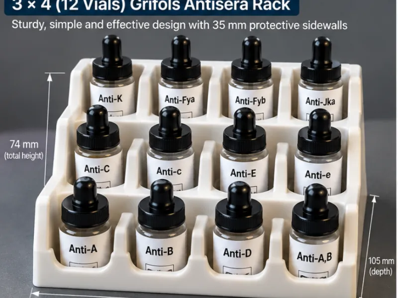 Grifols Antisera Rack — 12-Vial Staircase Organizer