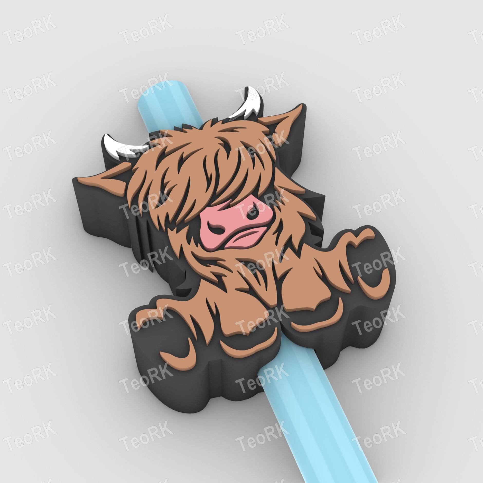 Straw Topper Highland cow sitting