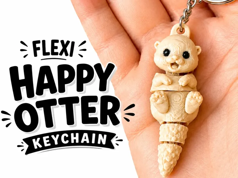 Chaveiro Flexi Happy Otter, modelo articulado fofo