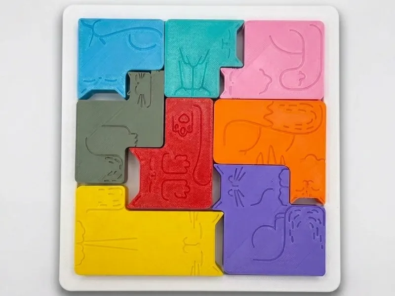 Cat Tetris Puzzle — 8-Piece Tangram Toy for Kids