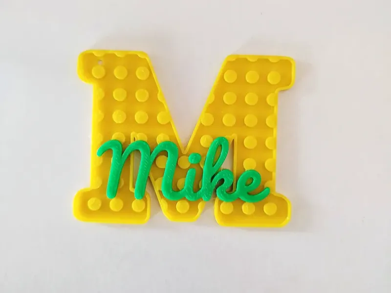 Brick-Style Initial Letter Tag with name - Mike