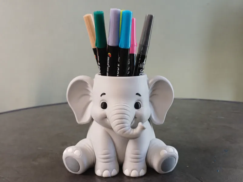 Adorable portalápices de elefante – Organizador de escritorio