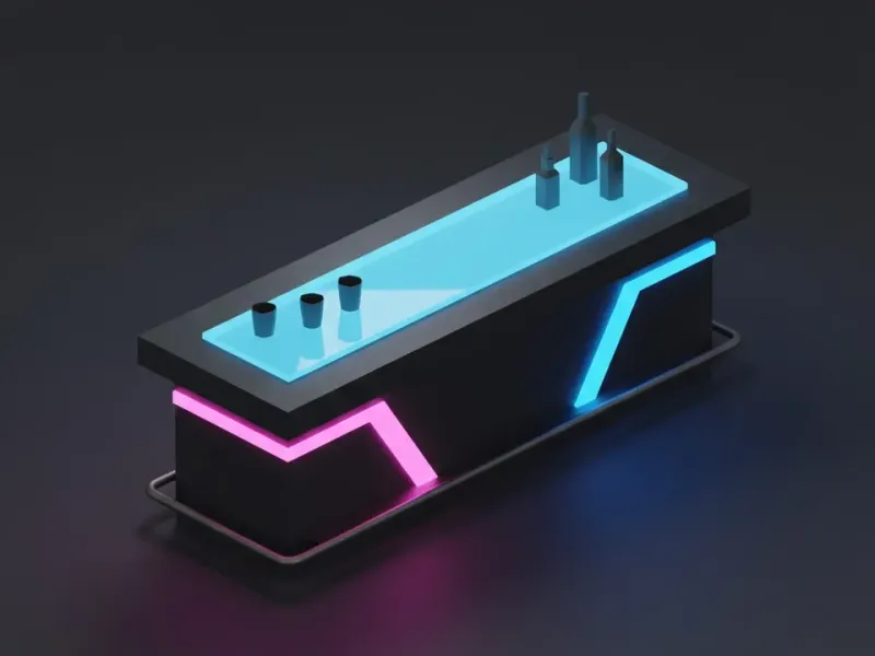 Comptoir de bar néon low poly