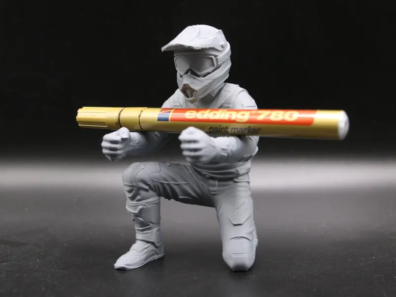 Motocross Rider Pen Holder Kneeling Figure