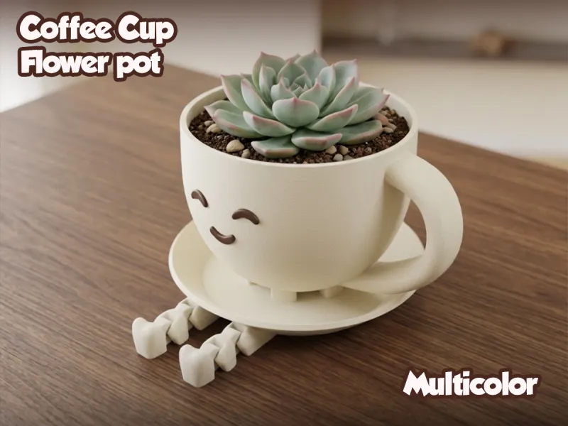 Coffee cup flower pot - Multicolor