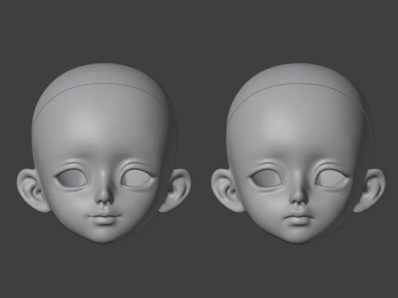 BJD head cute doll face happy and unhappy