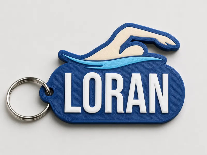Loran's swimming name tag
