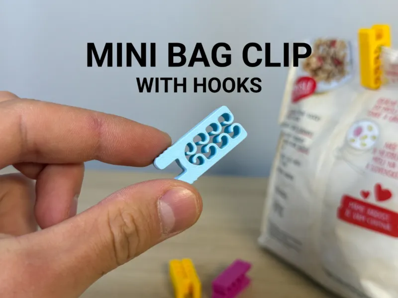 Mini Bag Clip (with hooks)