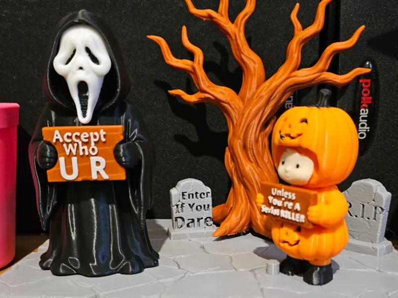 🎃 "Accept Who U R" Spooky Graveyard Scene Diorama