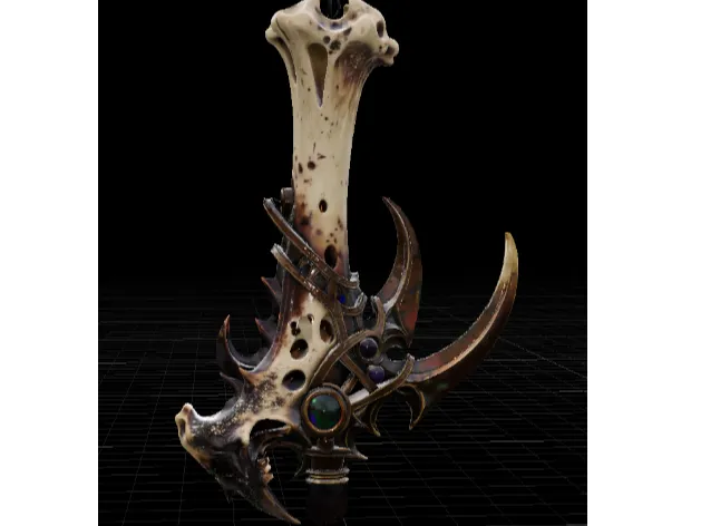 Dark Fantasy Ornate Bone & Brass Weapon