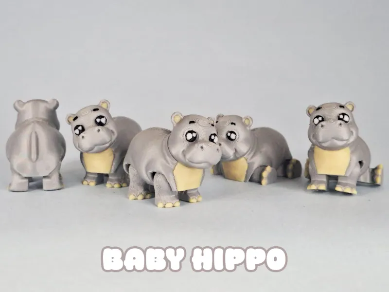 Flexi Baby Hippo Fără Suporturi STL Licență Comercială