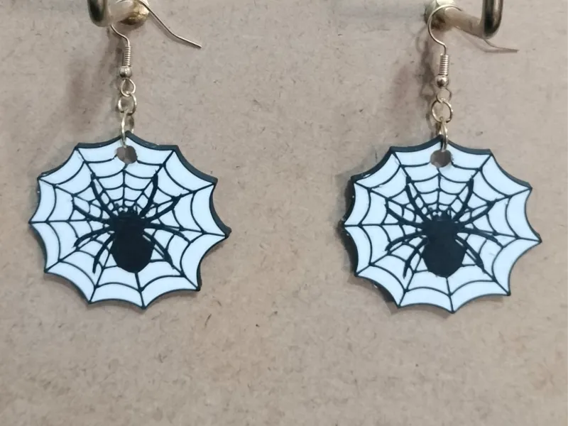 Brincos de Teia de Aranha com Aranha - Halloween