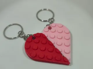 Lego style heart keychain for two of you