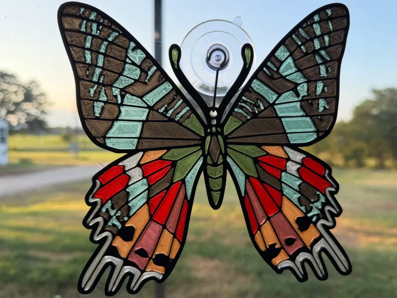 MADAGASCAR SUNSET MOTH SUNCATCHER - STAINED-GLASS