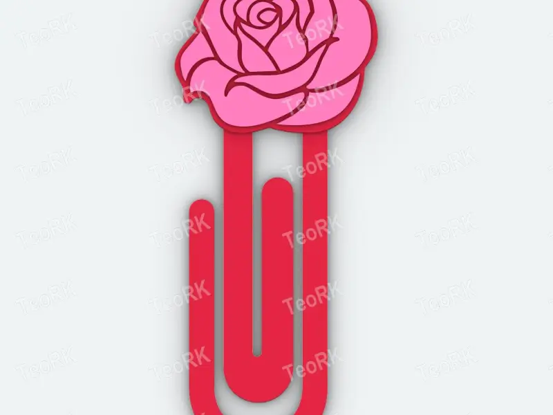 Paperclip beautiful rose - bookmark