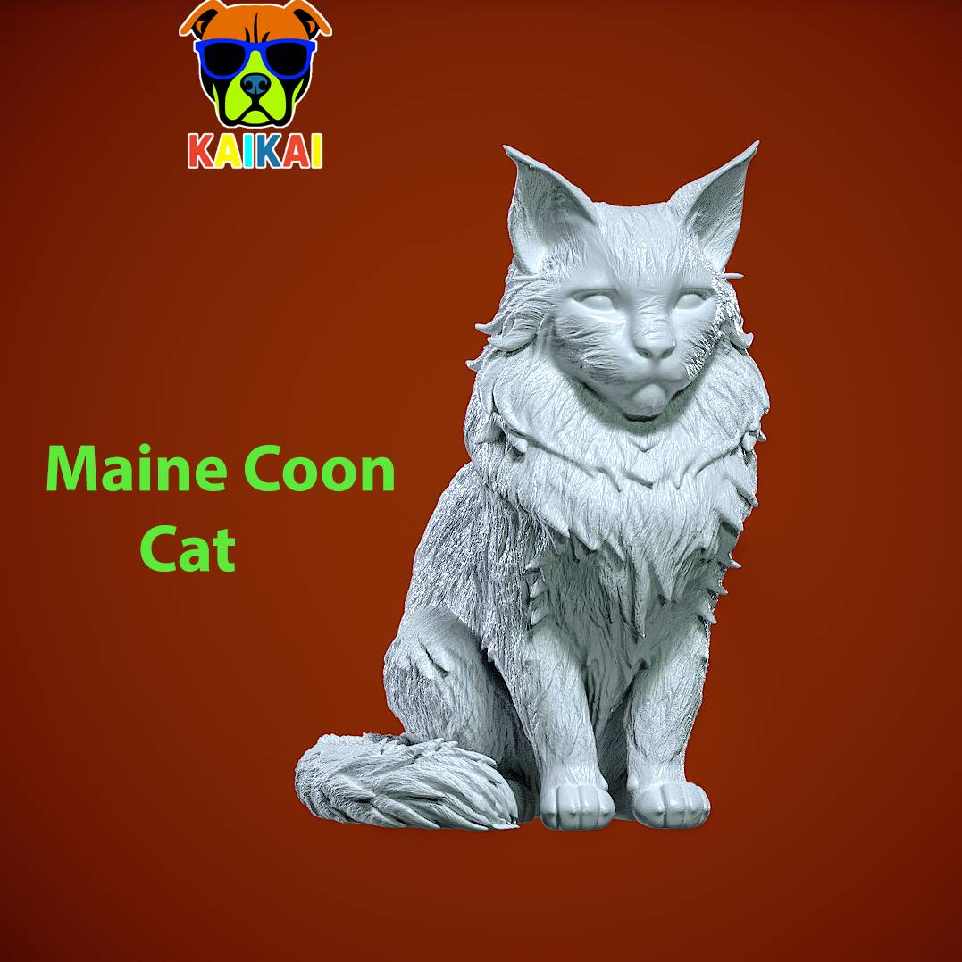 Maine Coon cat model - Maine cat statue - 3D print