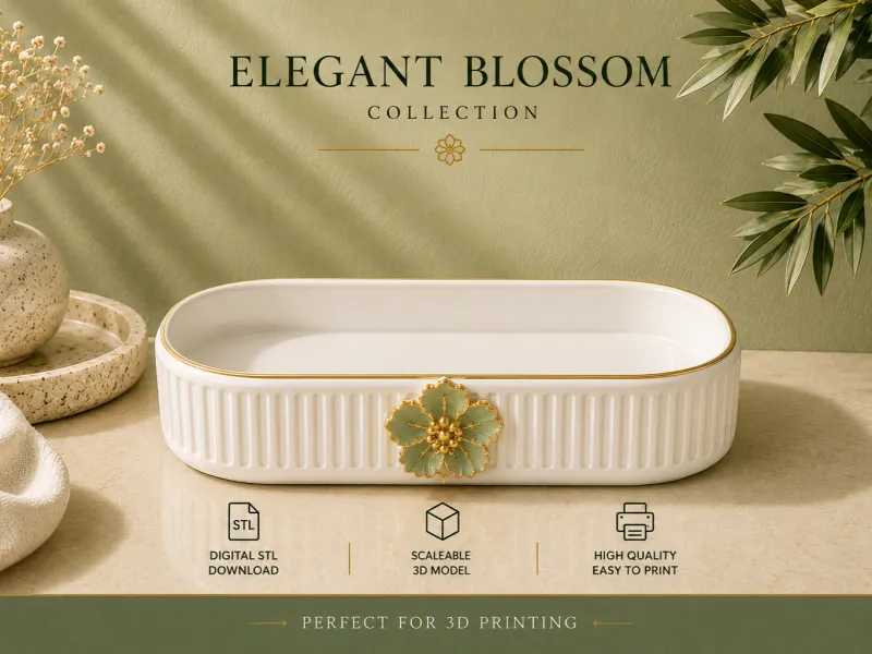 Decorative Vanity Tray STL, Bathroom and Countertop Organize