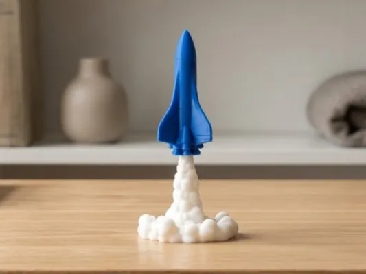 Rocket with Smoke Trail - Desktop Model