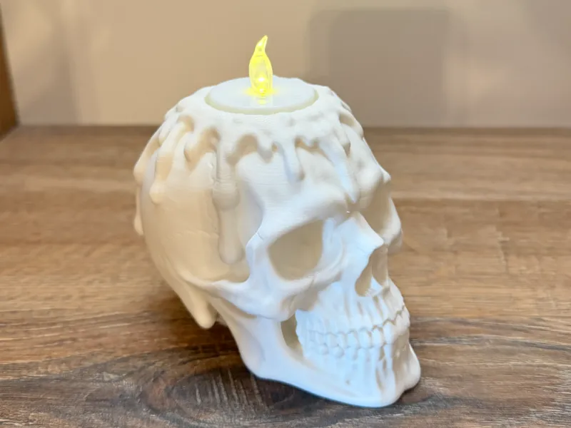 💀 Porte-bougie en crâne fondu – Décoration d'Halloween