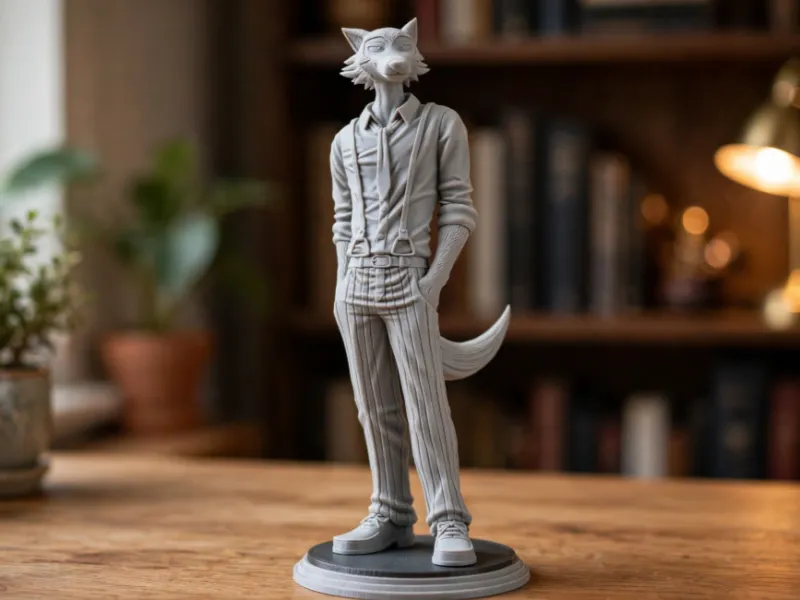 Anthropomorphic Wolf Detective – Detailed Noir Beast Figure