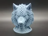 Runic Celtic Knotwork Fantasy Wolf Bust-0