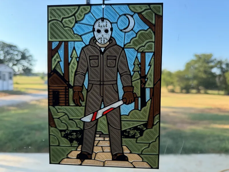 🏒 Jason Stained Glass Suncatcher — Camp Crystal Lake