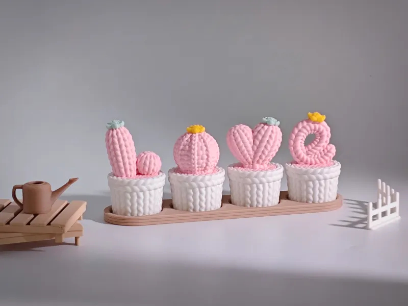 LOVE · 针织仙人球摆件 ｜螺纹组装｜免支撑易打印