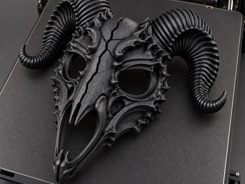 Horned Demon Mask STL | Gothic Ram Skull Mask