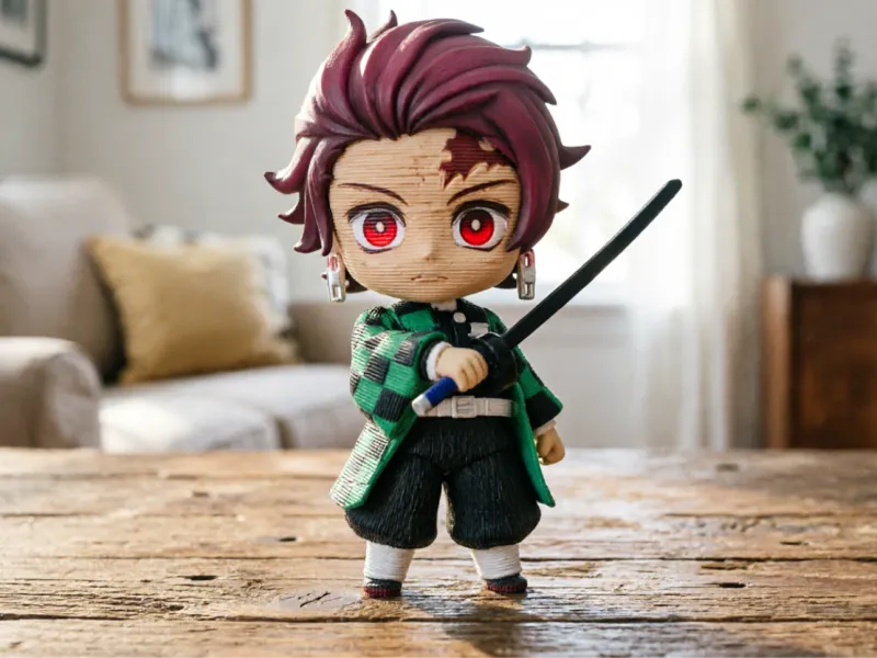 Figura Chibi de Tanjiro Kamado - Miniatura Fofa do Anime Demon Slayer