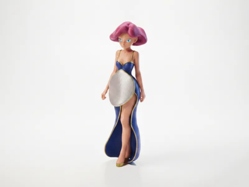 Anmutige Damenfigur im eleganten Kleid, 3D-druckbare weibliche Figur