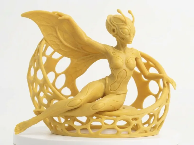 Escultura de Fada Alienígena: Fada de Ficção Científica Orgânica em Cadeira Voronoi