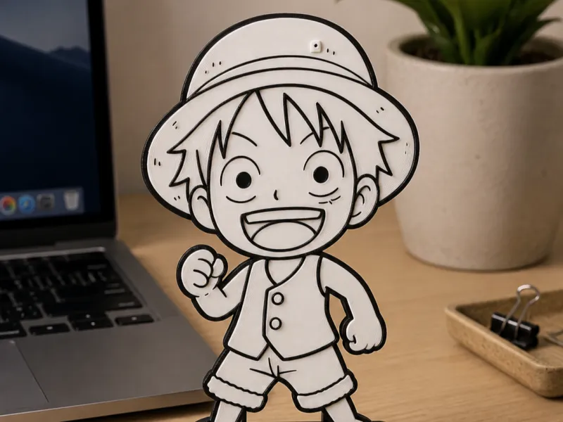 Placa Decorativa "Luffy - One Piece" para Colorear