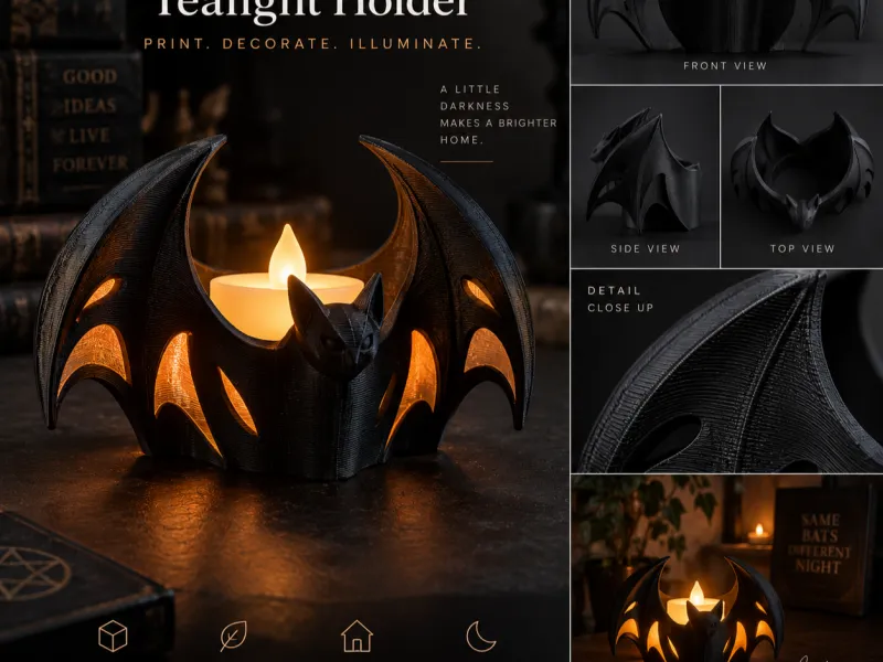 Vleermuis theelichthouder - Halloween kaarshouder